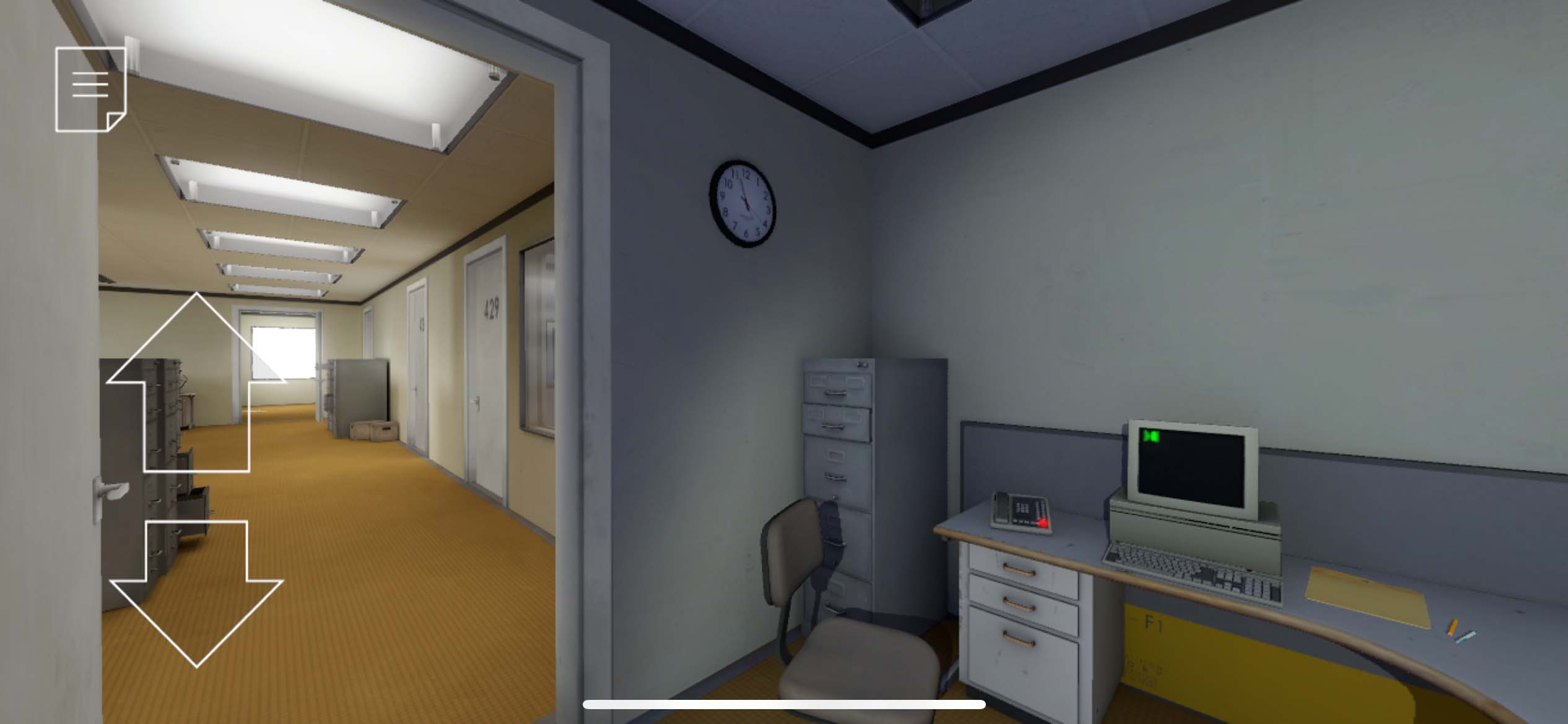 A wonderful screenshot of The Stanley Parable running on iOS!